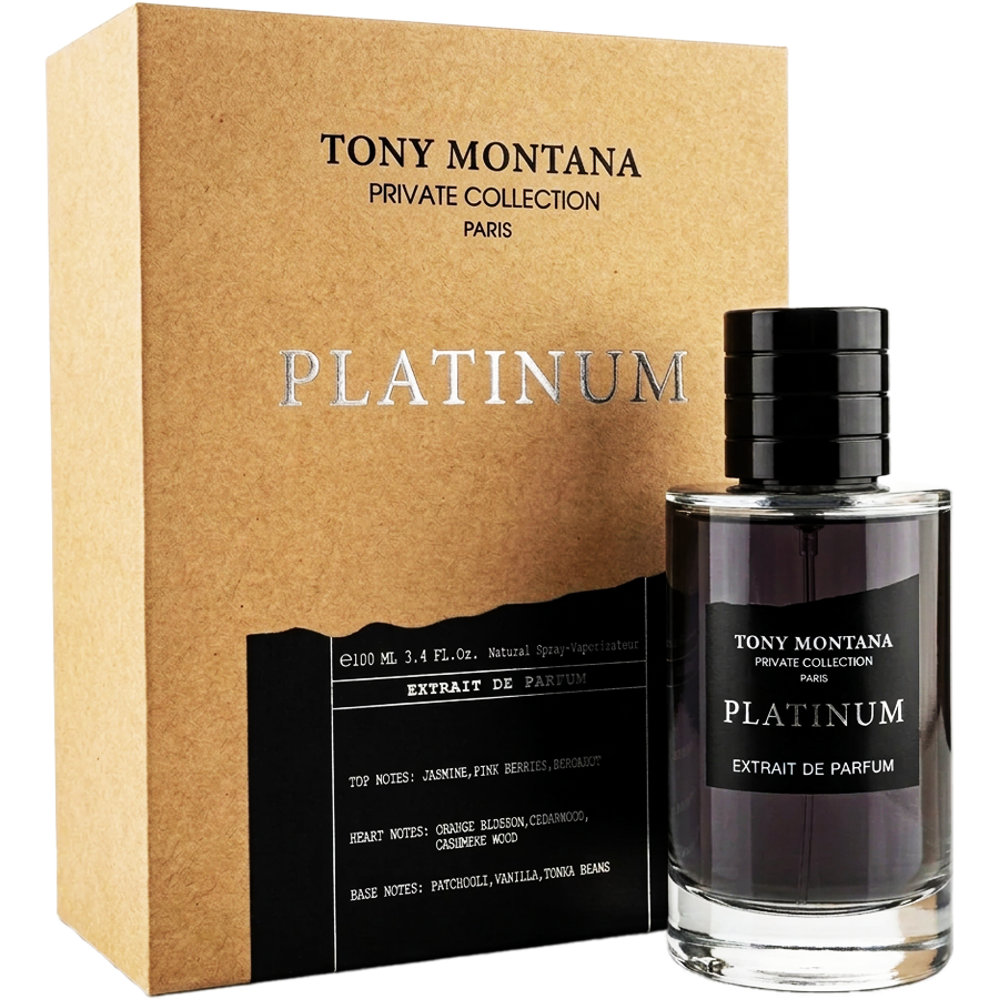 اکستریت د پرفیوم پلاتینیوم از کالکشن پرایوت تونی مونتانا (Tony Montana Private Collection Platinium Extrait De Parfum 100ml) پلاتینیوم تونی مونتانا اورجینال