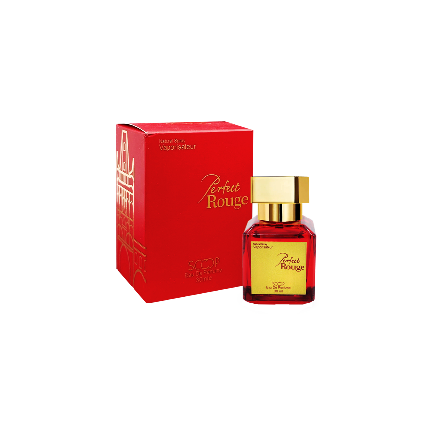 ادو پرفیوم 30میل پرفکت روژ از برند اسکوپ (Scoop Perfect Rouge EDP 30ml) مینی ادکلن باکارات رژ 540 اسکوپ - باکارات قرمز اسکوپ - باکارات رژ اسکوپ