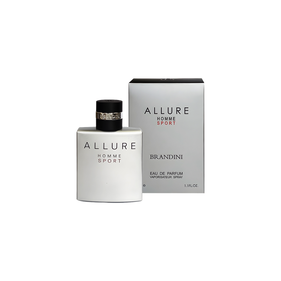 ادو پرفیوم 33میل الور هوم اسپرت از برند برندینی (Brandini Allure Homme Sport EDP 33ml) مینی ادکلن الور هوم اسپرت برندینی - برندینی الور هوم اسپرت - الور برندینی